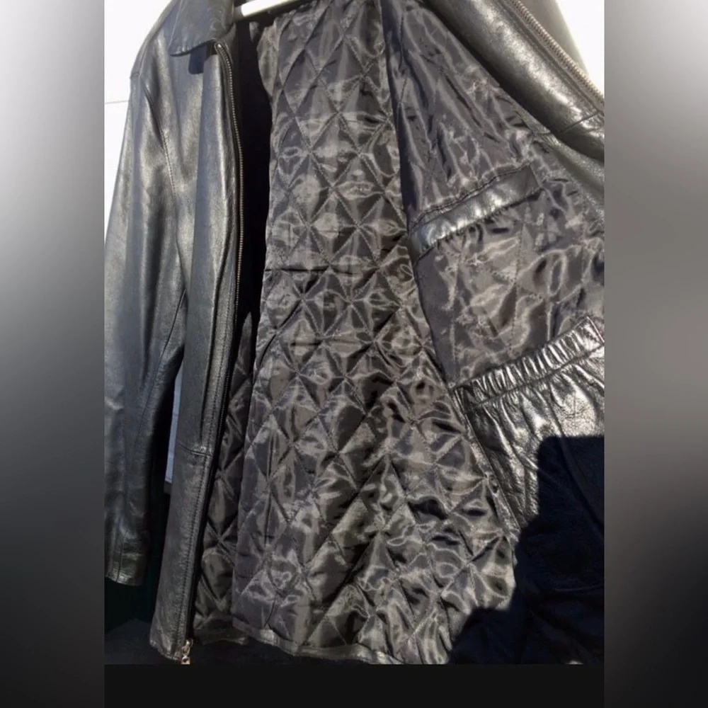 Perry Ellis PORTFOLIO Men’s Black Leather Jacket Medium